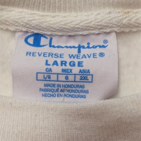 Champion Women's long sleeve white Cropped Reverse Weave Crew sweatshirt size L - Picture 4 of 5